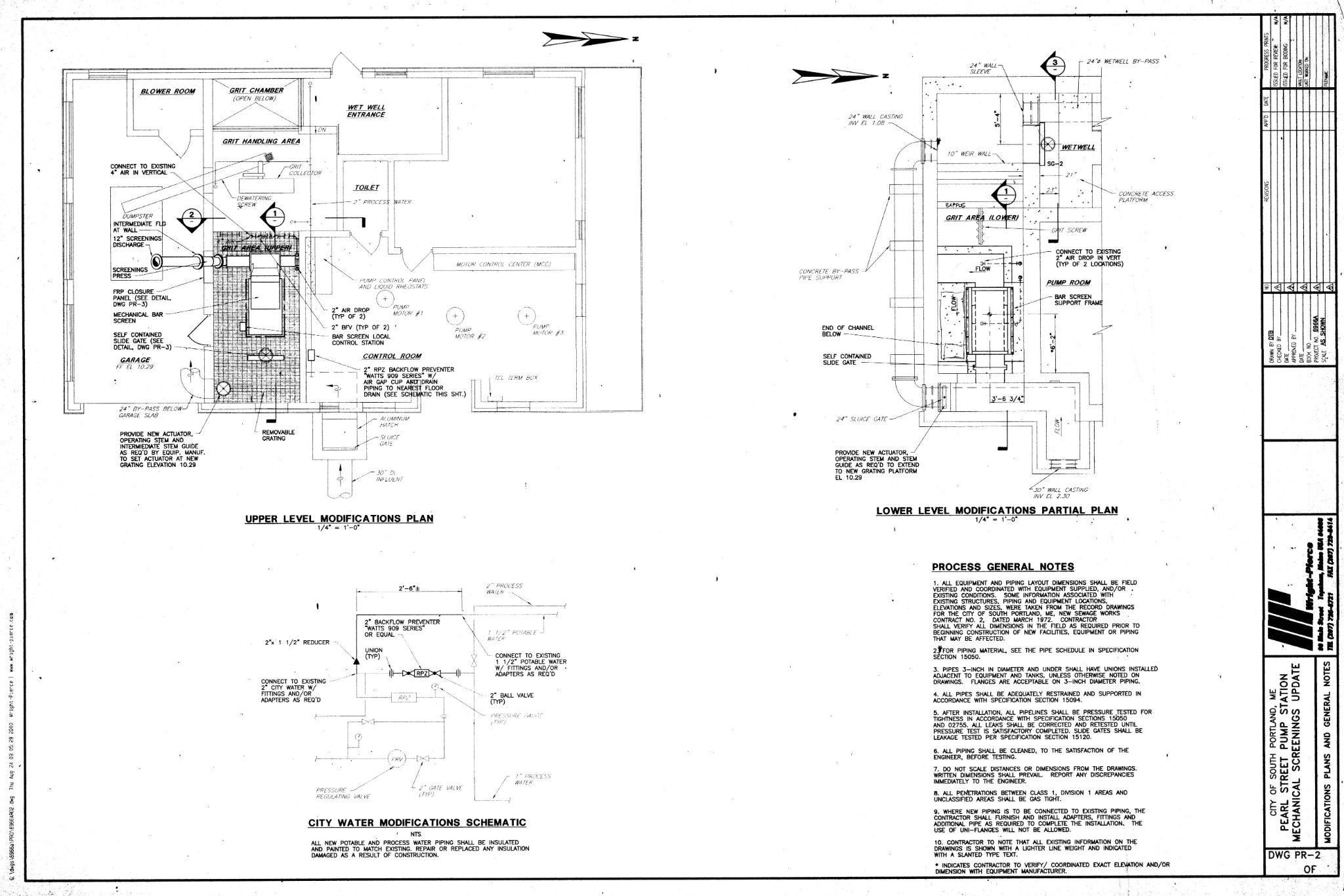 Engineering plans for Bar Screen Upgrades at the Pearl Street Pump Station