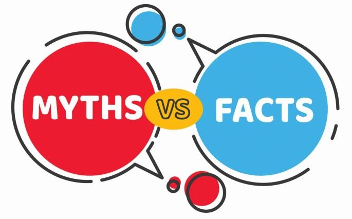 Myths vs. Facts in colorful bubbles